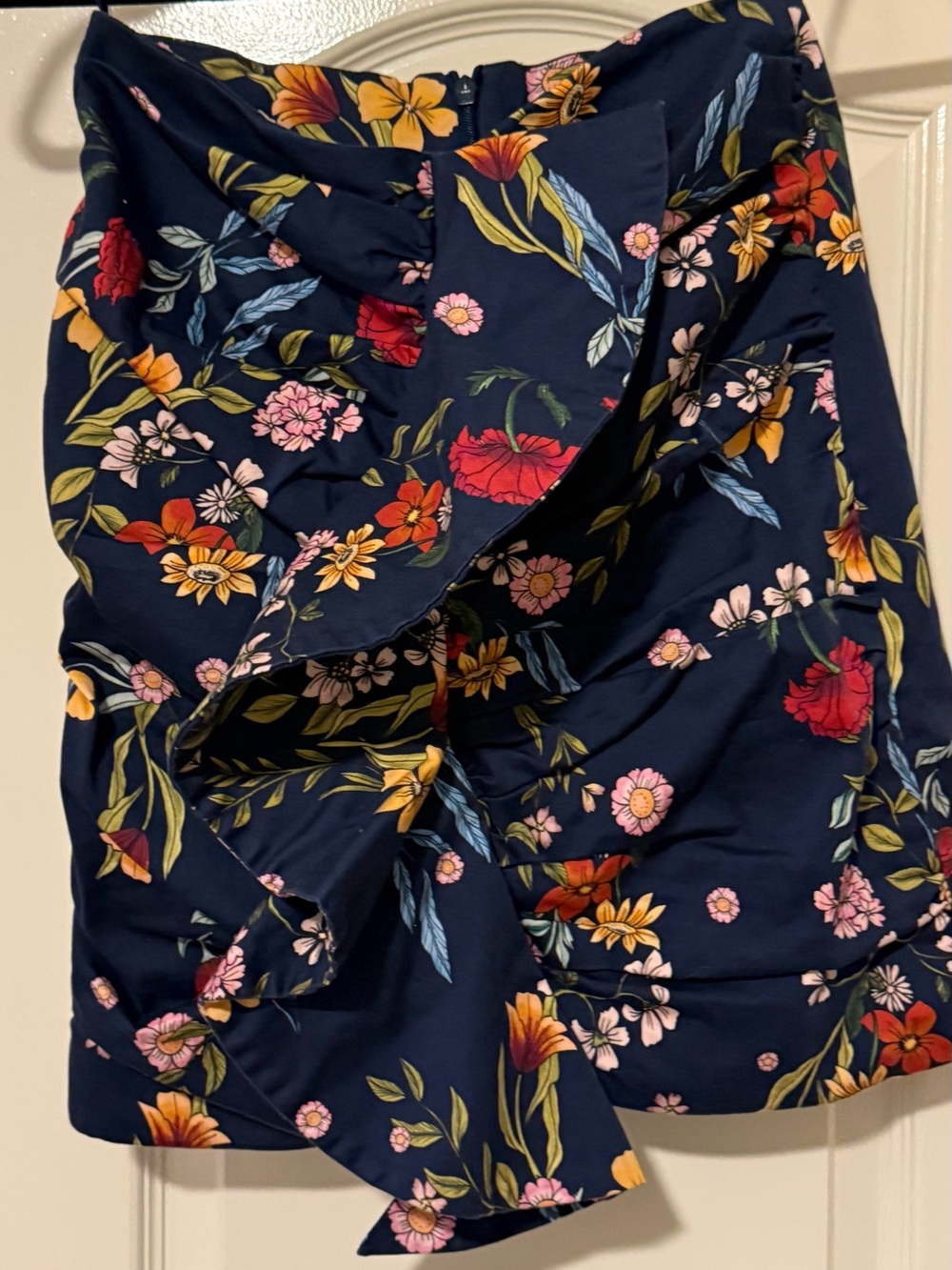 C/MEO Collective Navy Floral Ruffle Wrap Skirt
